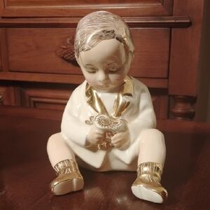 Vintage Sandro Vacchetti Golden Boy With Flowers Made In Italy